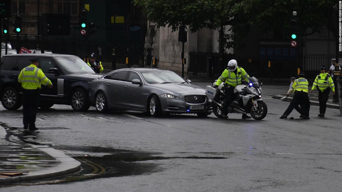 Boris Johnson's car is in an accident outside the British Parliament