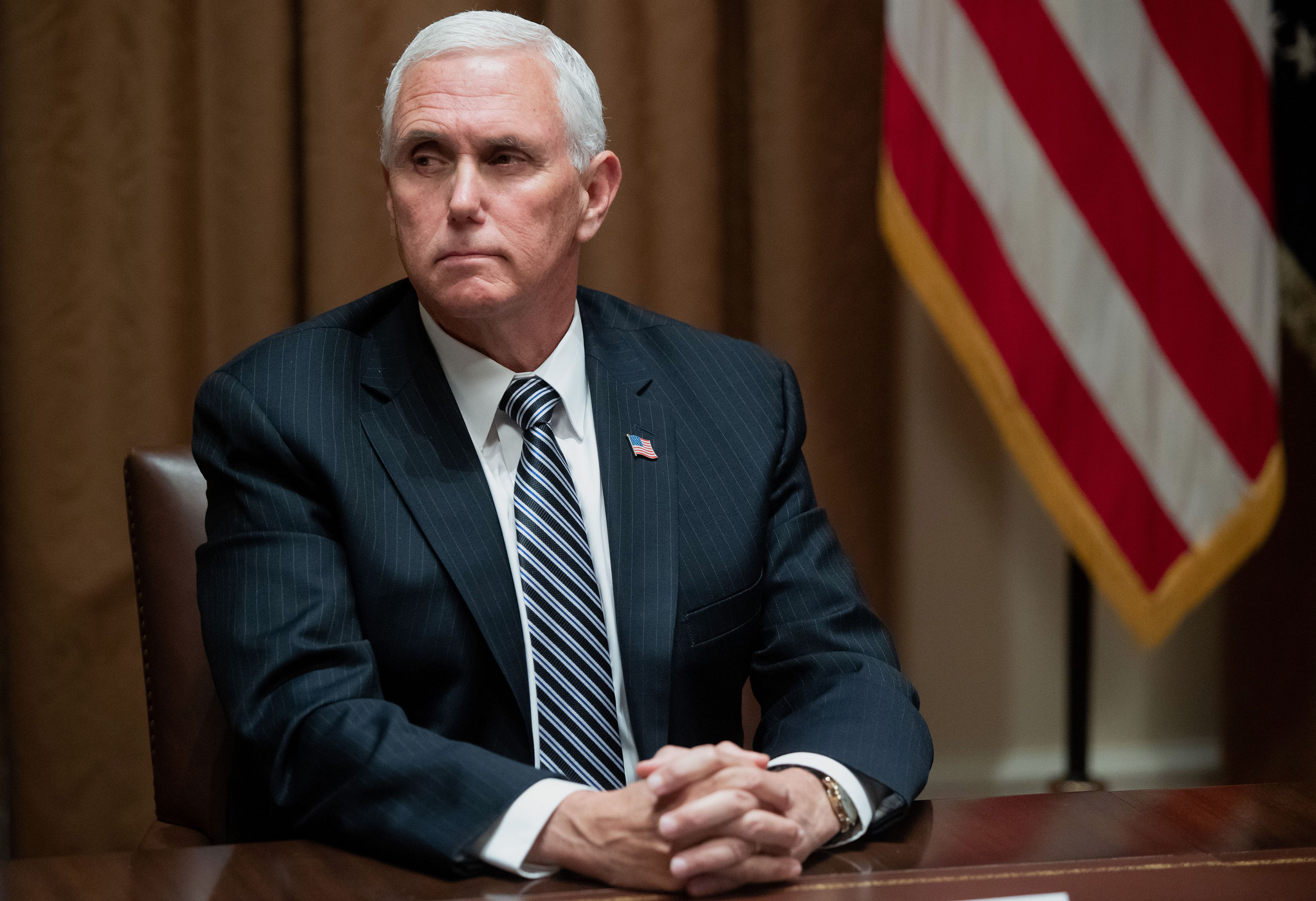 Vice President Mike Pence is attending a roundtable meeting at the White House in Washington on June 15th.