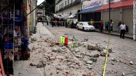 Rubble from a building damaged in an earthquake in Oaxaca, Mexico, on Tuesday (June 23rd).