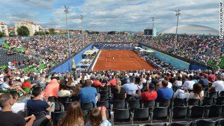 Spectators watch the matches on Sunday, June 21, 2020 in the Adria Tour in Zahar, Croatia. Later that day, tennis player Grigor Dimitrov said he tested positive for Covid-19 and led to the cancellation of the entire Adria Tour.