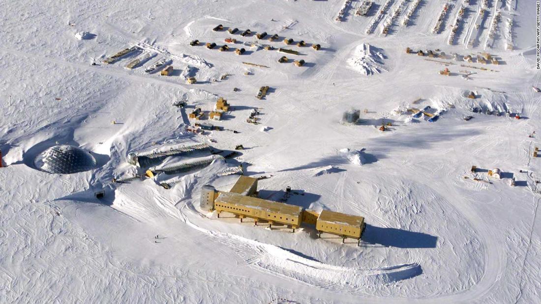 An aerial view of US Amundsen-Scott South Pole Station in Antarctica. New research shows that the South Pole has warmed three times the global average over the past three decades.