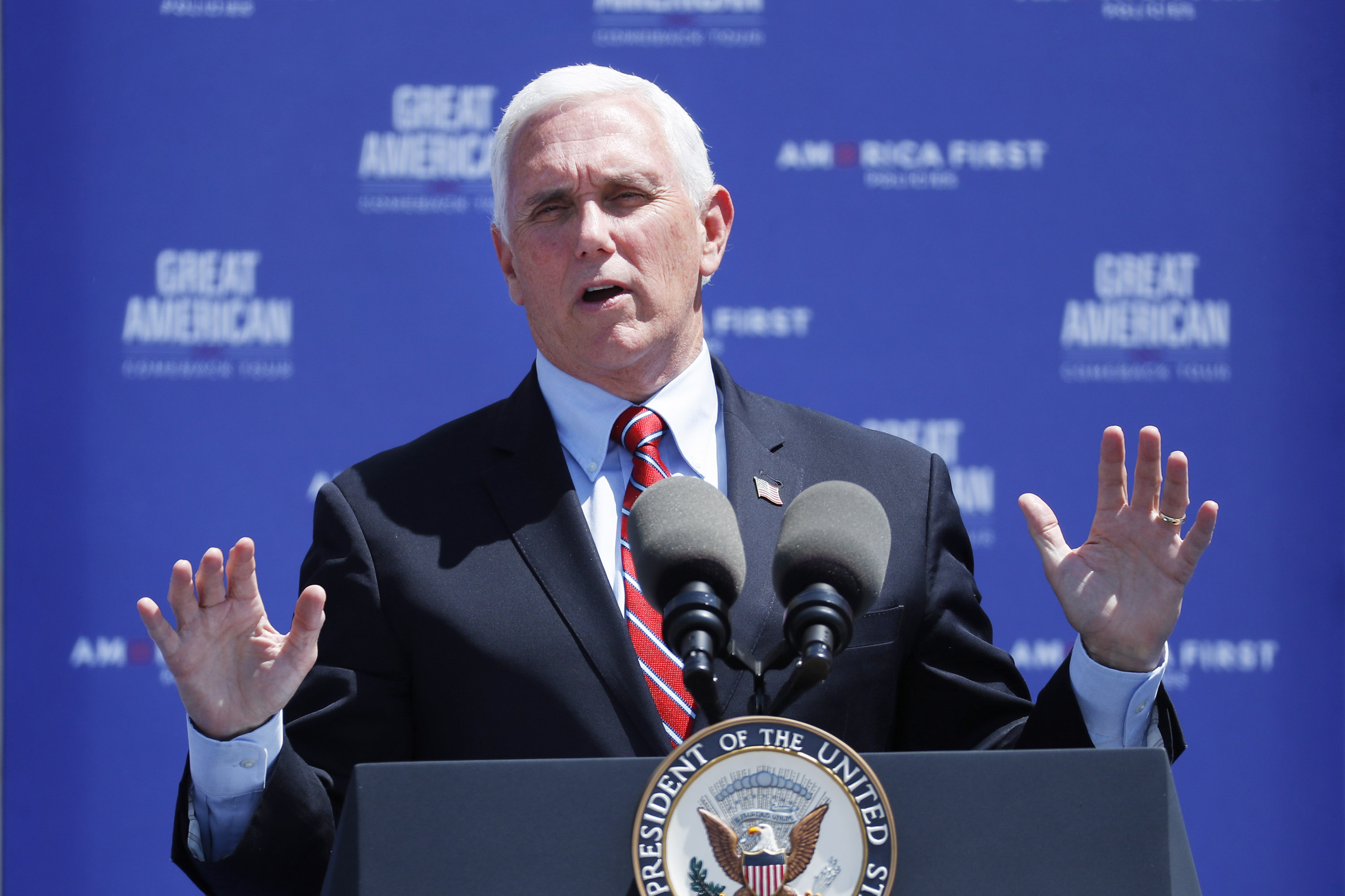 Vice President Mike Pence speaks at Casadei Steel in Sterling Heights, Michigan, on Thursday (June 18th). 