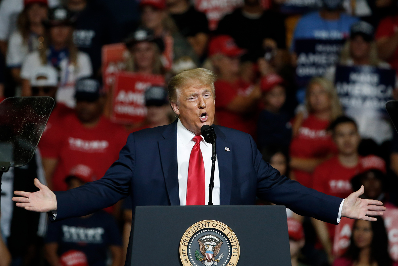 US President Donald Trump speaks at a campaign rally in Tulsa, Oklahoma on Saturday (June 20th).