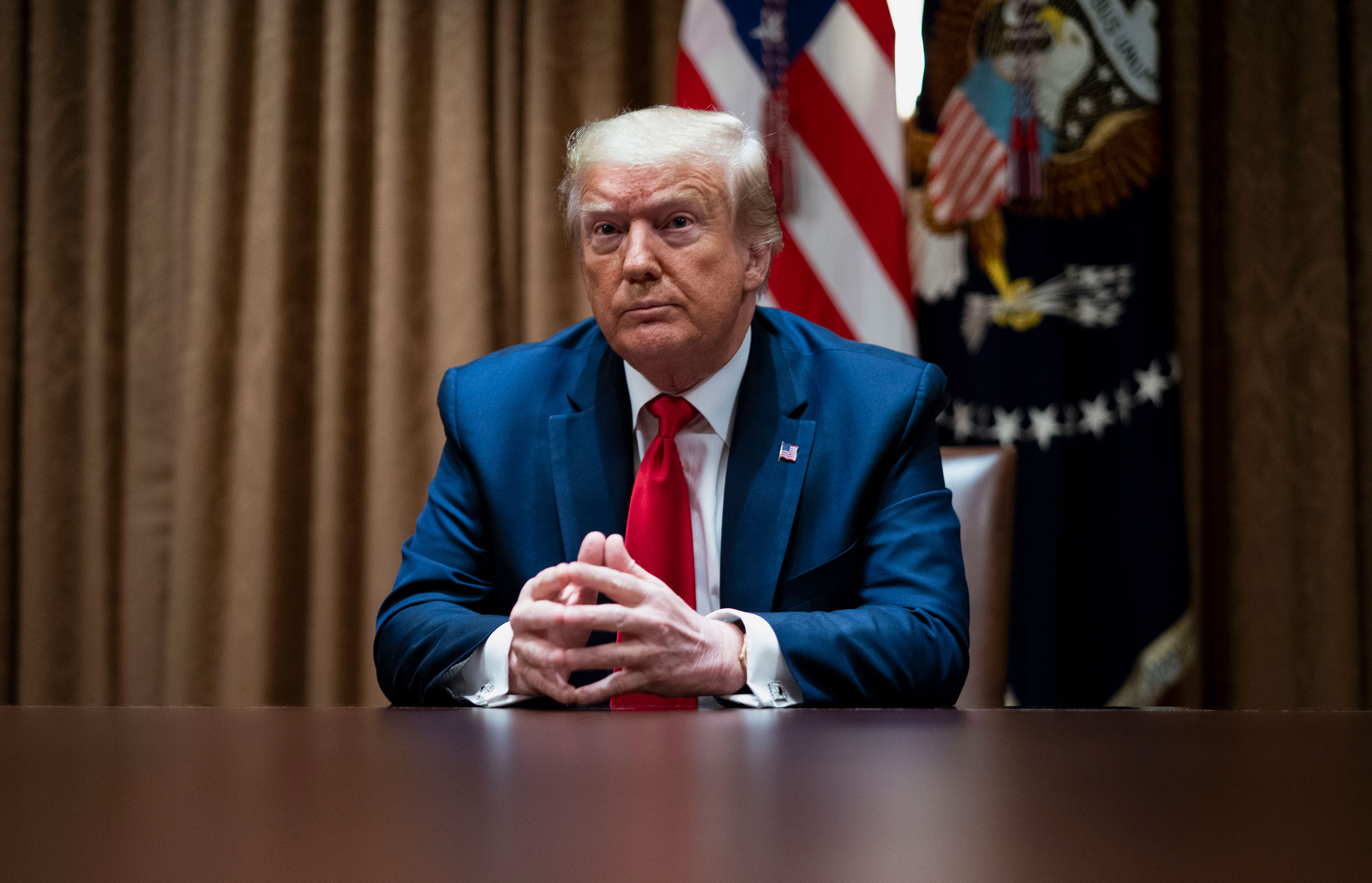 US President Donald Trump holds a meeting at the White House in Washington on June 10.