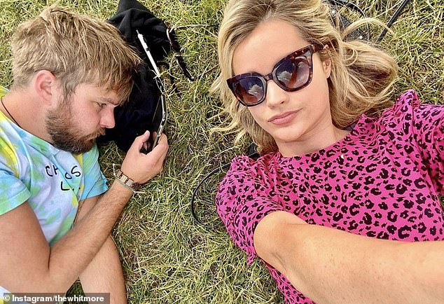 Laura Whitmore poses for a funny selfie with fiancé Iain Stirling to mark three-year anniversary