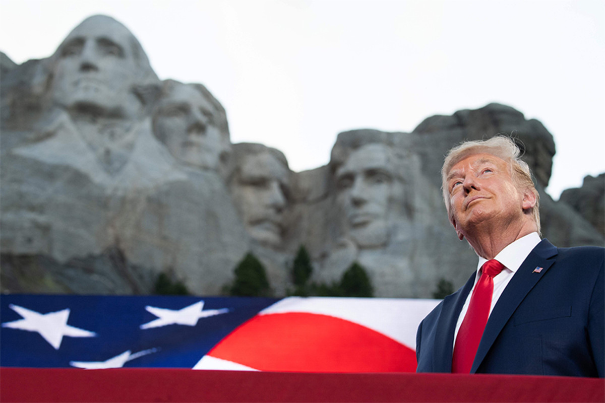 Trump bursts left at fiery Mount Rushmore speech