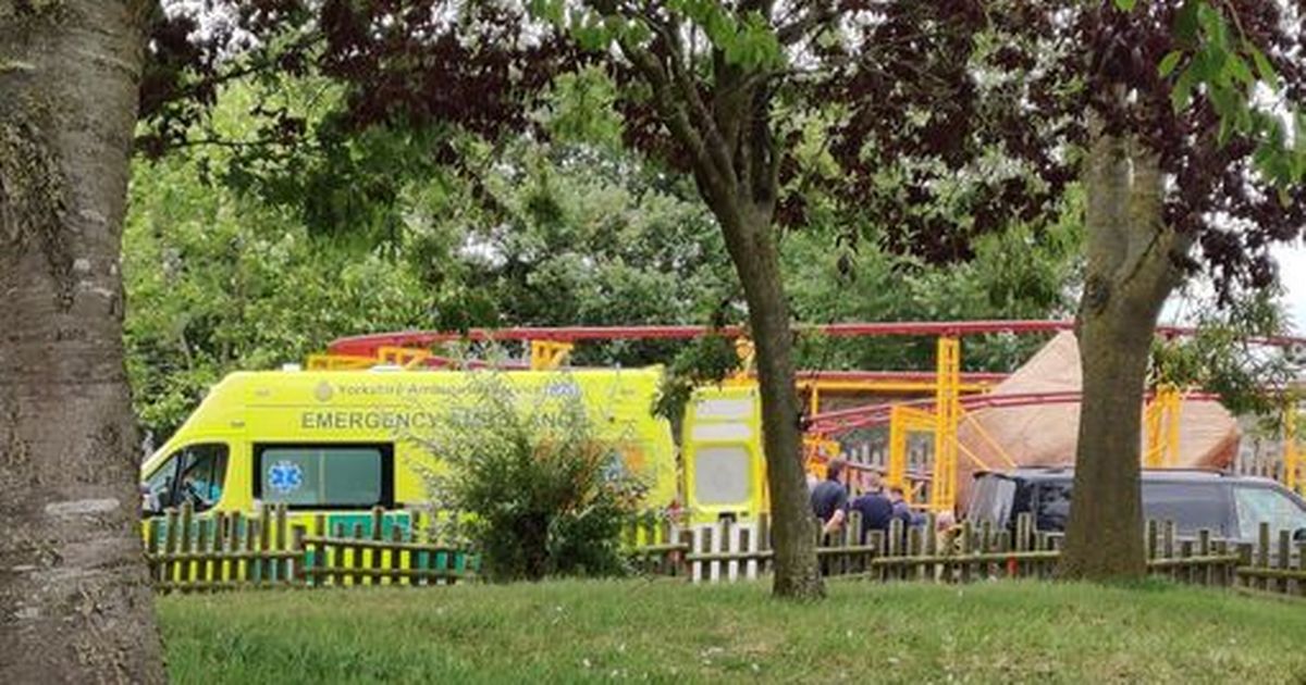 Air ambulance at Flamingo Land after serious 'industrial accident' leaves man with leg injuries