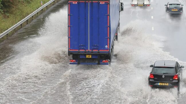 The M11 near Stansted Airport has been shut in both directions due to severe flooding after torrential rain battered the UK