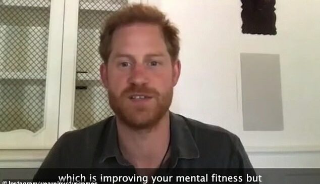 Prince Harry (pictured) seems to have made a surprise appearance from his new $14.7m Montecito mansion during a video call with Invictus Games competitors