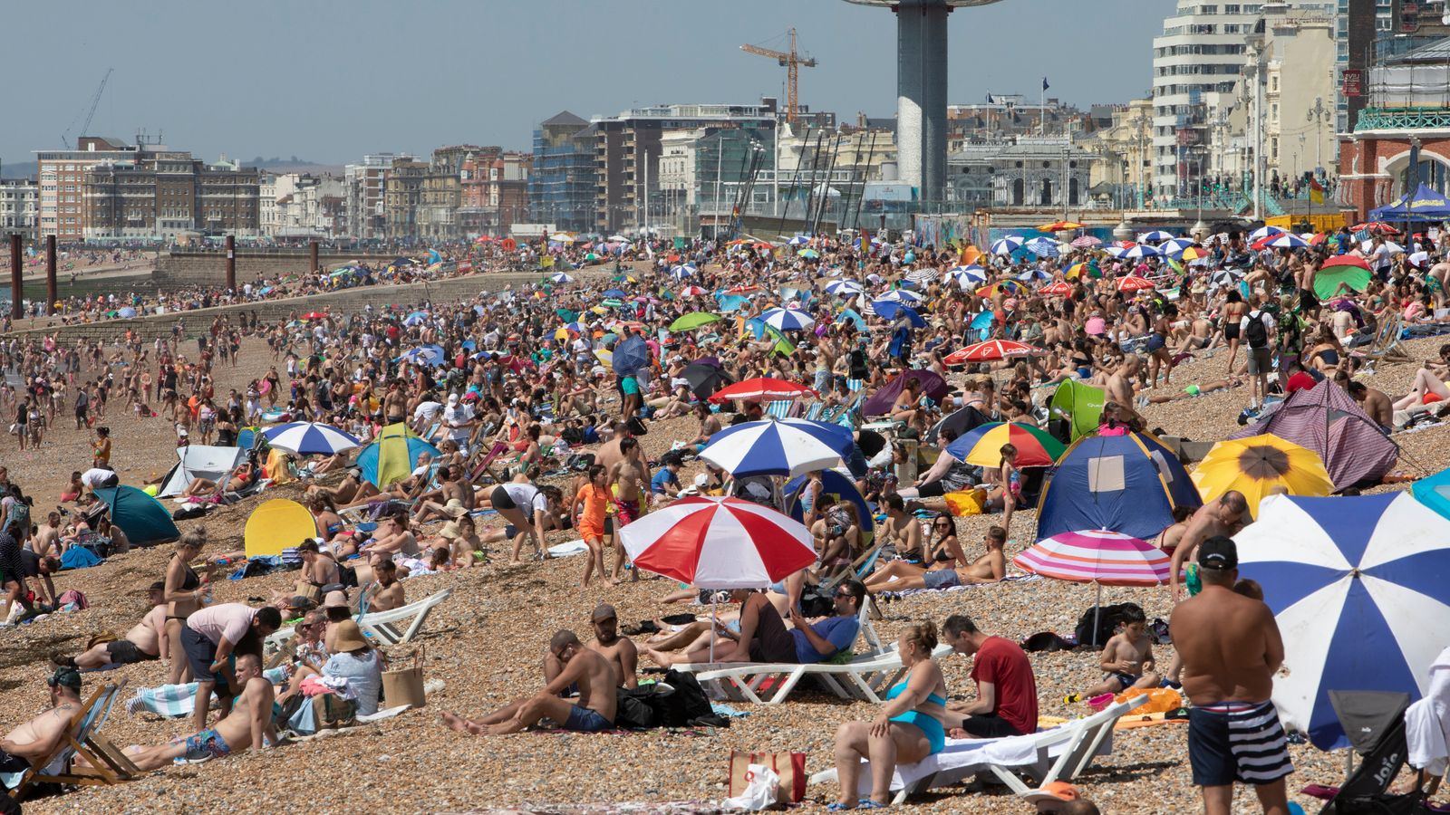 Brighton beach was packed despite as people enjoyed the hot weather