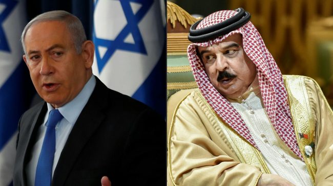Israel's Benjamin Netanyahu, and Bahrain's Salman bin Hamad Al Khalifa. File pic