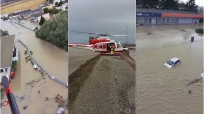 Extreme levels of flood danger were announced in France and Italy, with at least two dead and 24 missing.